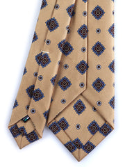 Cravatta beige 7 pieghe CHARLY in seta lusso stampata inglese