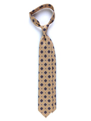 Cravatta beige 7 pieghe CHARLY in seta lusso stampata inglese
