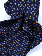 Cravatta blu 7 pieghe LUDICA in seta lusso stampata inglese