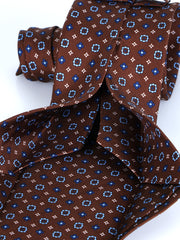 SAMANTHA 7-fold tie in English printed silk Brown