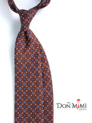 SAMANTHA 7-fold tie in English printed silk Brown