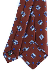 Cravatta marrone 7 pieghe CHARLY in seta lusso stampata inglese