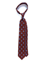 Cravatta marrone 7 pieghe CHARLY in seta lusso stampata inglese