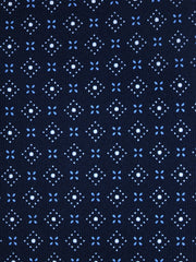 Cravatta blu scuro 7 pieghe PISTOIA in seta lusso stampata inglese