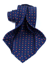 NAPOLI dark blue 7-fold tie in luxury English printed silk