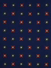 Cravatta blu scuro 7 pieghe NAPOLI in seta lusso stampata inglese