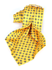 Cravatta gialla 7 pieghe LUDICA in seta lusso stampata inglese