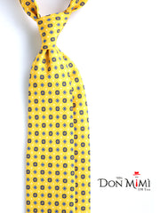 Cravatta gialla 7 pieghe LUDICA in seta lusso stampata inglese