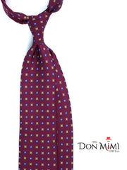Cravatta bordeaux 7 pieghe NAPOLI in seta lusso stampata inglese