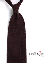 Cravatta tricot in seta marrone scuro PROCIDA con punta a V