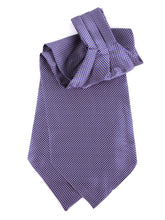 Ascot doppia punta blu in seta raso stampata DELICE