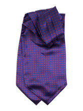 Ascot doppia punta blu in seta raso stampata DOMINK