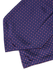 Ascot doppia punta blu scuro in seta raso stampata DOMINK
