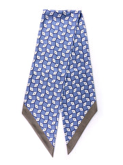 foulard twilly DOUG celeste in seta stampata