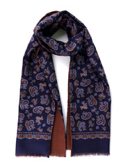 Sciarpa doppiata in seta\lana stampata DRESSY blu