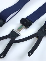 Bretella a Y in elastico con lacci clip e componenti in pelle nera ELASTIC Blu