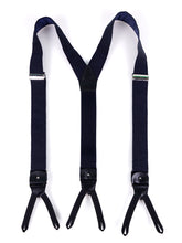 Bretella a Y in seta shantung blu scuro con lacci in tessuto neri e clip FARMA