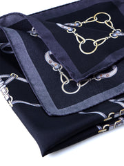 Fazzoletto da taschino nero XL in seta stampata REINS