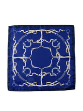 Fazzoletto da taschino blu XL in seta stampata REINS