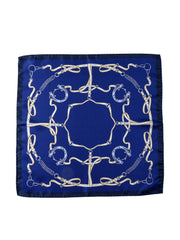 Fazzoletto da taschino blu XL in seta stampata REINS