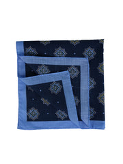 SHAKI Pure Cotton XL Blue Pocket Square