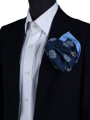 SHAKI Pure Cotton XL Blue Pocket Square