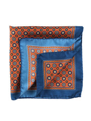 Fazzoletto da taschino 45x45cm arancione in seta stampata SKINNER