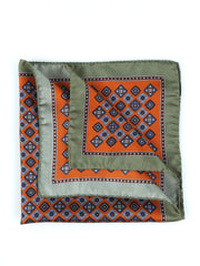 Fazzoletto da taschino XL arancione in seta stampata DANIELE