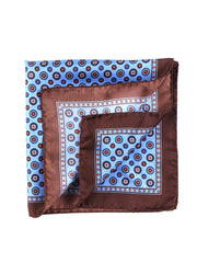 Fazzoletto da taschino 45x45cm celeste in seta stampata SKINNER