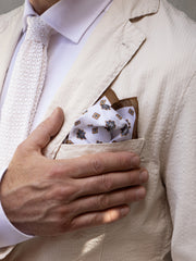 Fazzoletto da taschino XL marrone in lino/cotone DAGHY