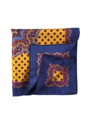 Fazzoletto da taschino 45x45cm giallo in seta stampata MARINA