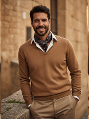 Foulard marrone 70x70cm in seta stampata FEDE