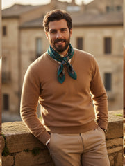 Foulard verde 70x70cm in seta stampata FEDE