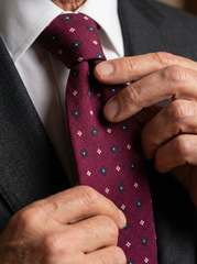 Cravatta vinaccia 3 Pieghe FELIX in lana challis stampata inglese