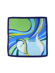 Foulard blu in seta stampata WAVES