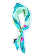 Turquoise scarf in WAVES printed silk