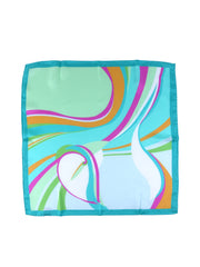 Turquoise scarf in WAVES printed silk