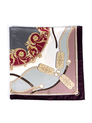 Foulard fantasia in beige/grigio in pura seta stampata BERENIKE