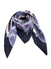 Foulard nero 90x90cm in seta stampata LADY BUGS