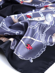 Foulard nero 90x90cm in seta stampata LADY BUGS