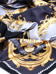 Black scarf 90x90cm in PAINTING printed silk