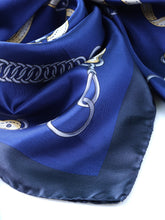 Foulard blu 90x90cm in seta stampata REINS