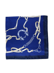 Foulard blu 90x90cm in seta stampata REINS