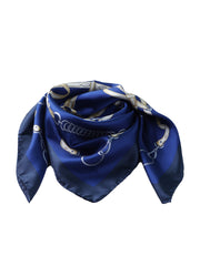 Foulard blu 90x90cm in seta stampata REINS