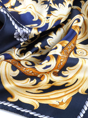 Blue scarf 90x90cm in PAINTING printed silk