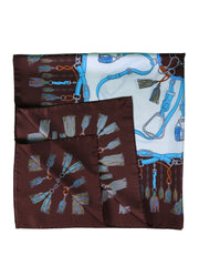 CORDIN printed pure silk scarf with white background