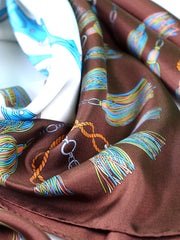 CORDIN printed pure silk scarf with white background