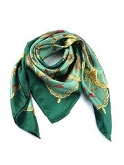 Foulard verde 90x90cm in seta stampata LADY BUGS