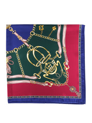 Green scarf 90x90cm in GOOD LUCK printed silk