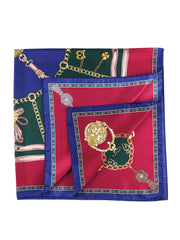 Green scarf 90x90cm in GOOD LUCK printed silk